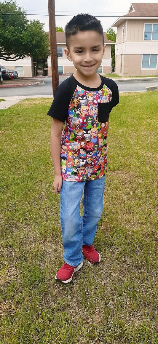 Superhero Kids Pocket Raglan