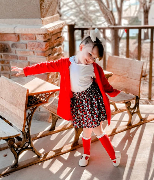 Red Ruffle Pocket Cardigan