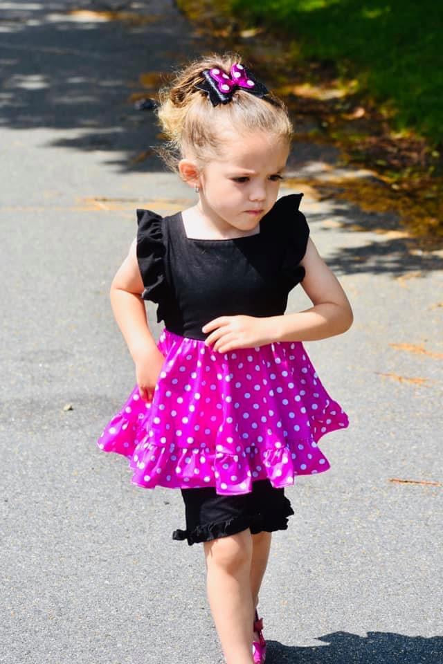 Pink Mouse Polka Dot Pinafore Tunic & Short Set