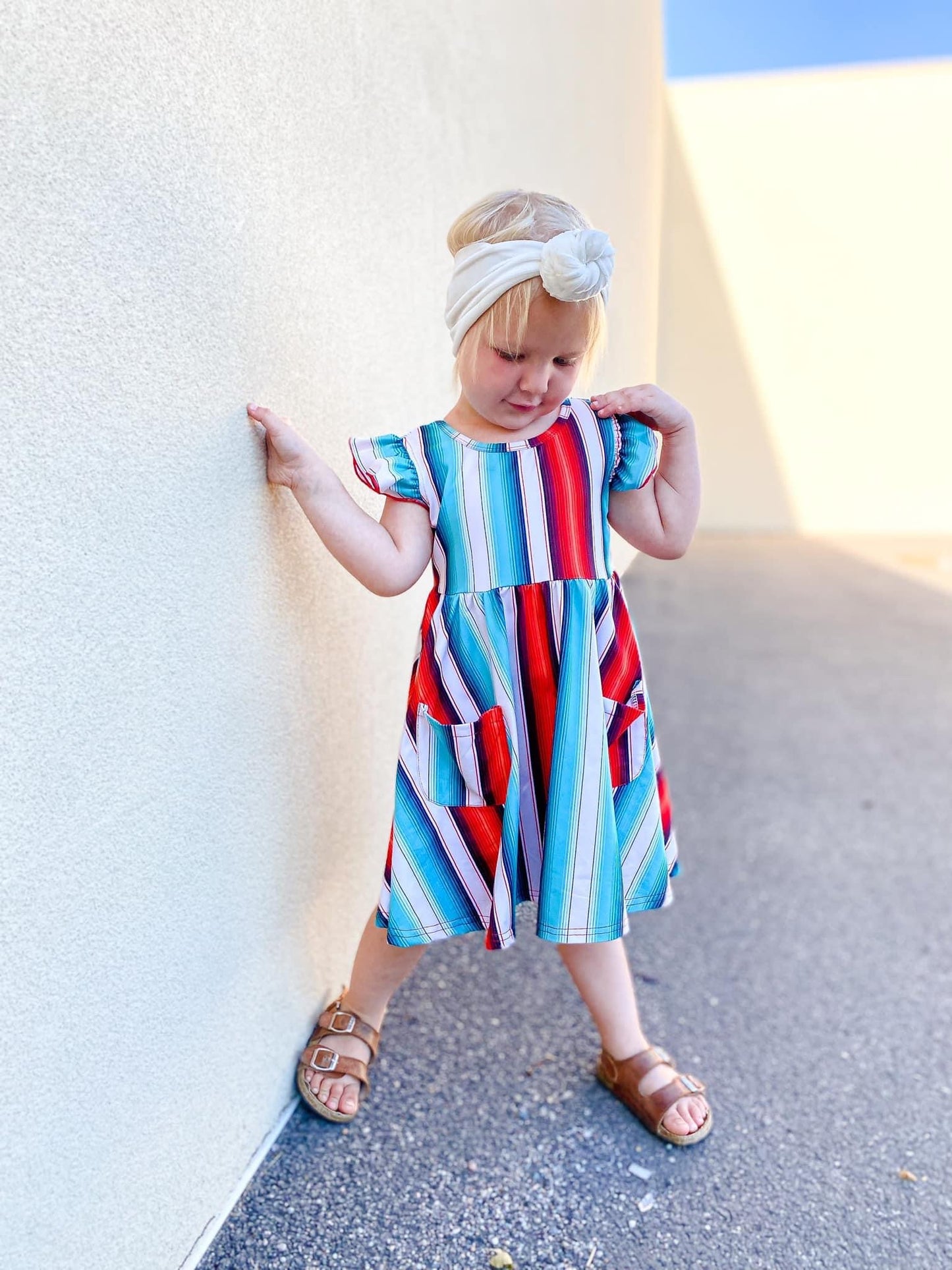 Blue Serape Pocket Twirl Dress