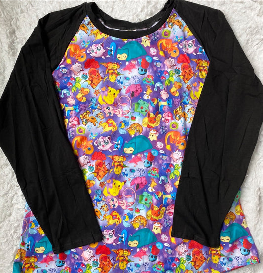 Purple Pokémon Long Sleeve Mommy Raglan (Size Down)