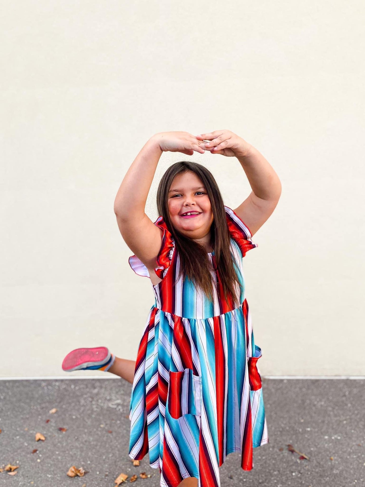 Blue Serape Pocket Twirl Dress