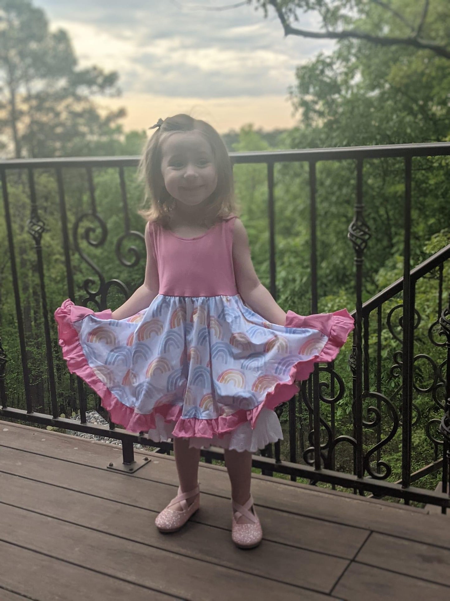 Pastel Rainbows Button Dress
