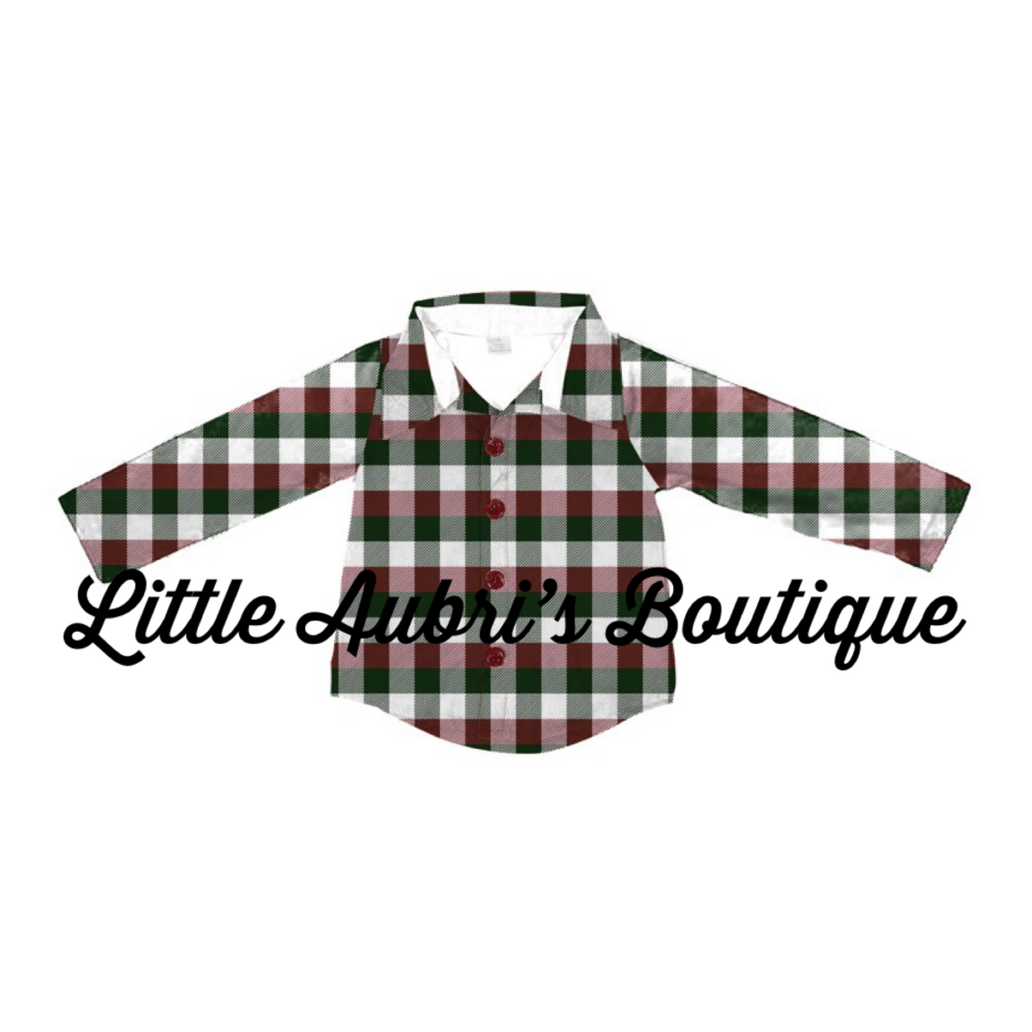 Christmas Plaid Long Sleeve Button Down Shirt