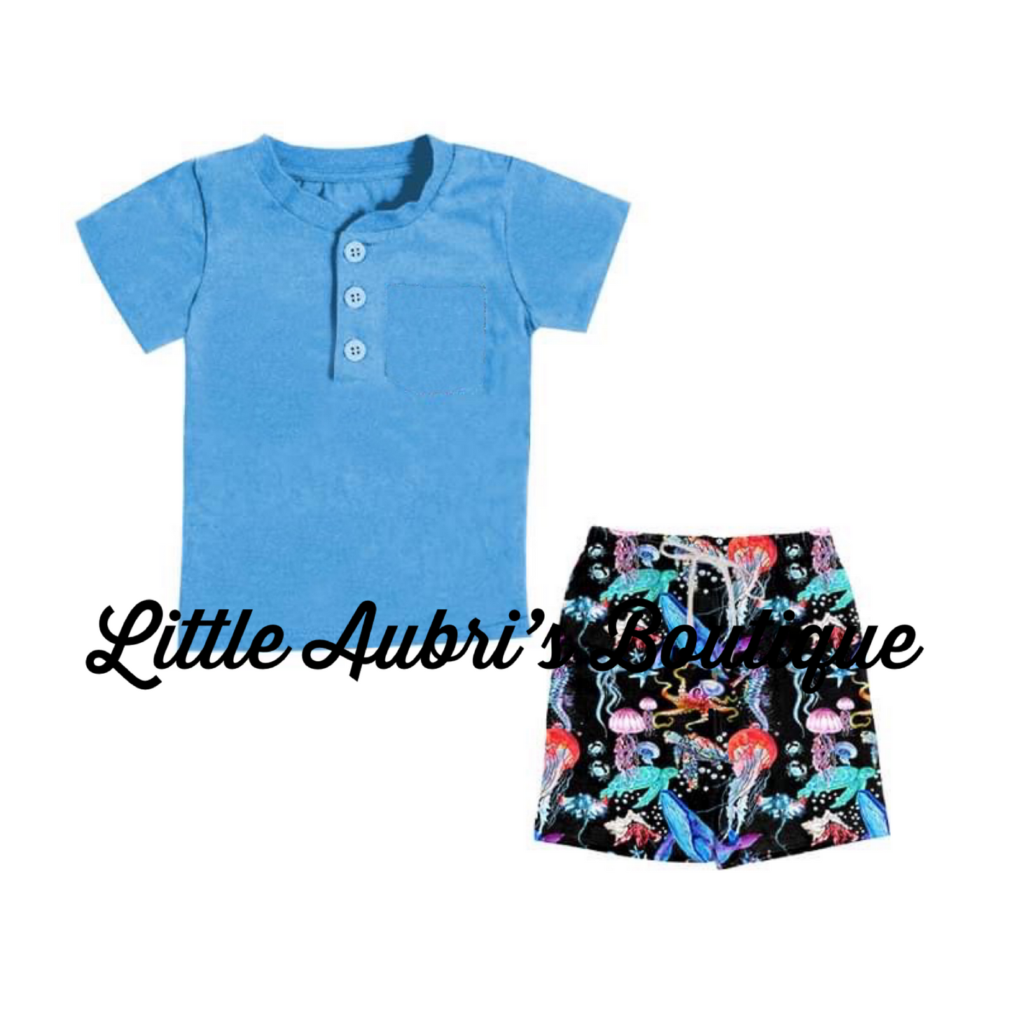 Sea Creatures Henley and Short Set
