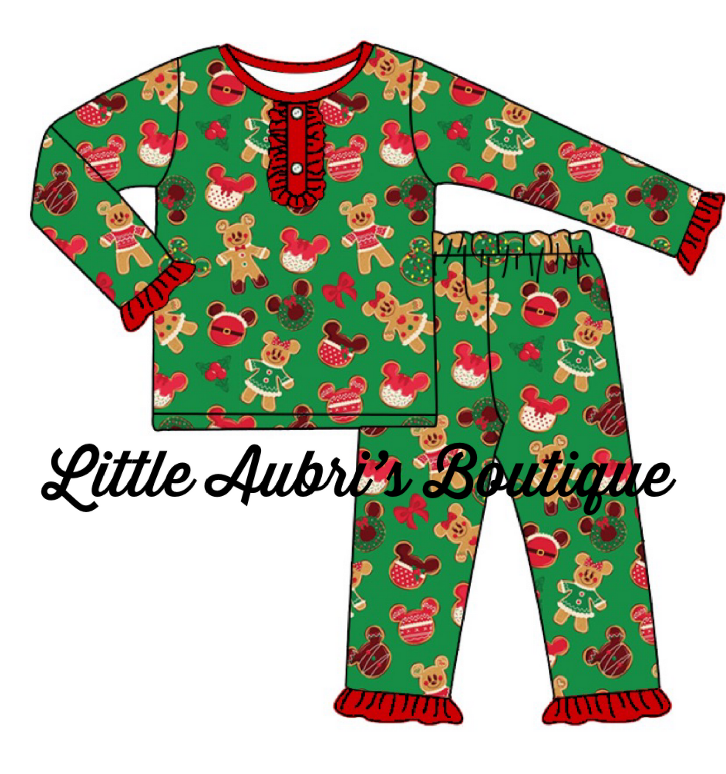 Holiday Cookies Girl Ruffle Pajama Set