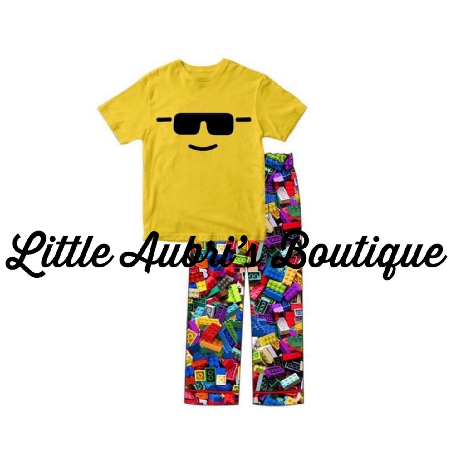 Cool Building Blocks Pants Pajama Set