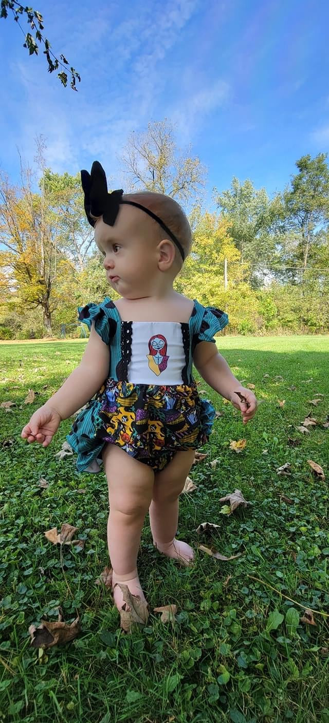 Jack & Sally Lace Ruffle Bum Romper