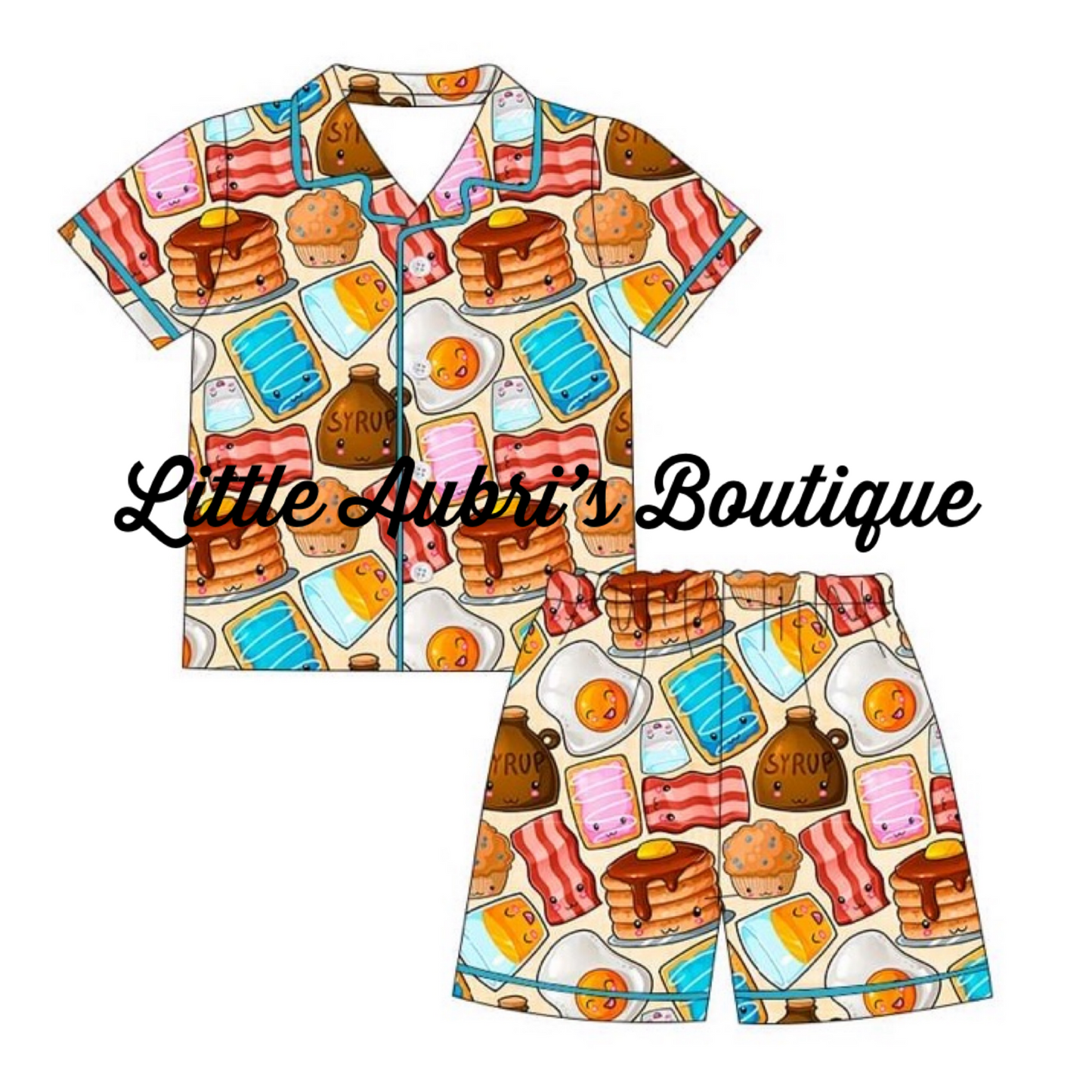 Adult Breakfast Pajama Short Set