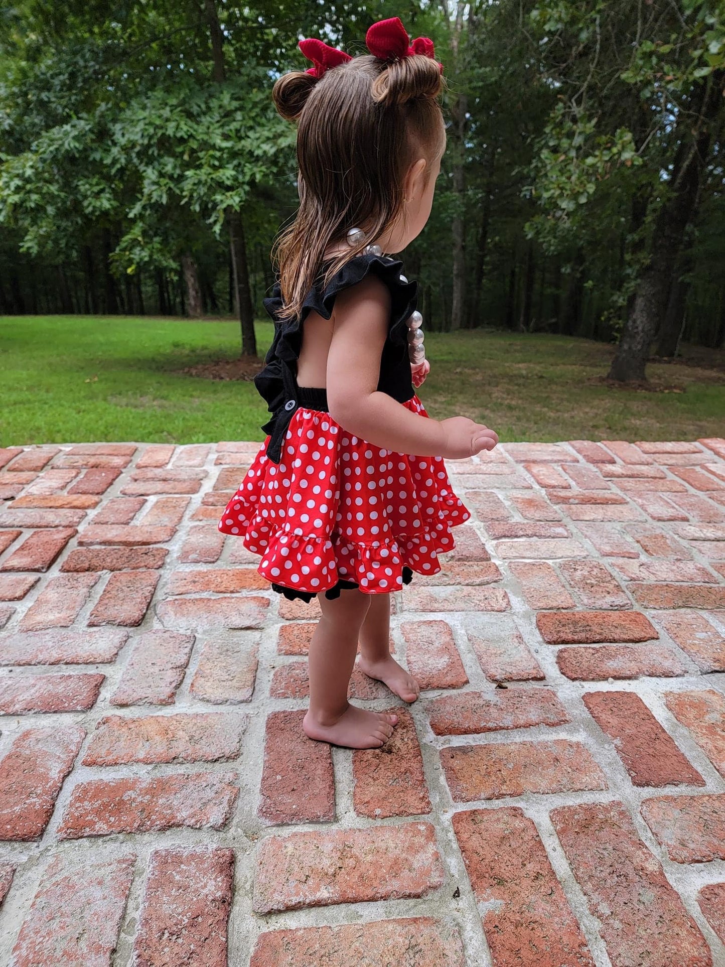 Red Mouse Polka Dot Pinafore Tunic & Short Set