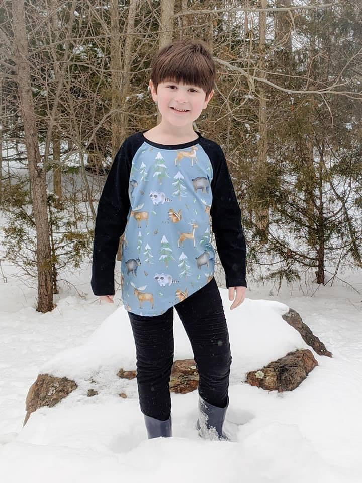 Blue Woodland Animals Raglan