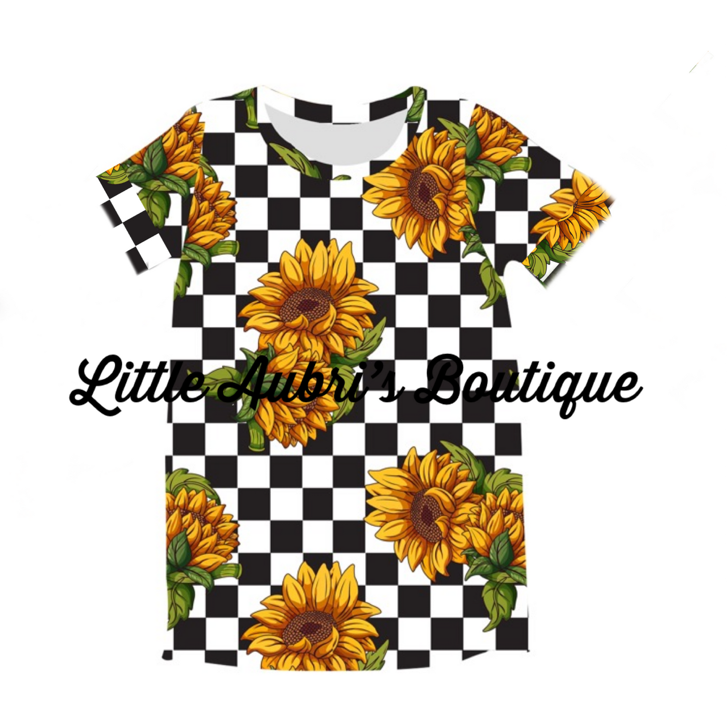 Mommy Sunflower Checker T Shirt Dress