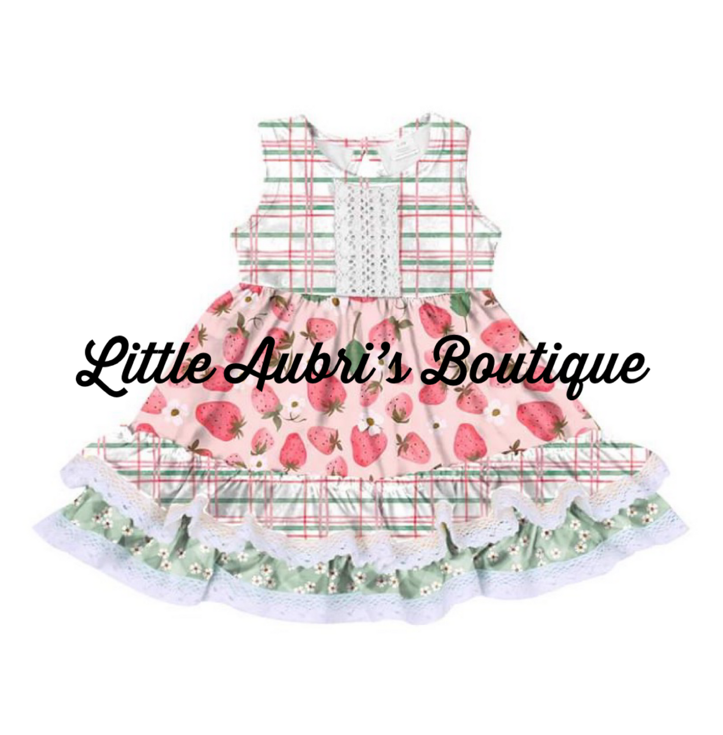Strawberry Pickin’ Lace Ruffle Dress