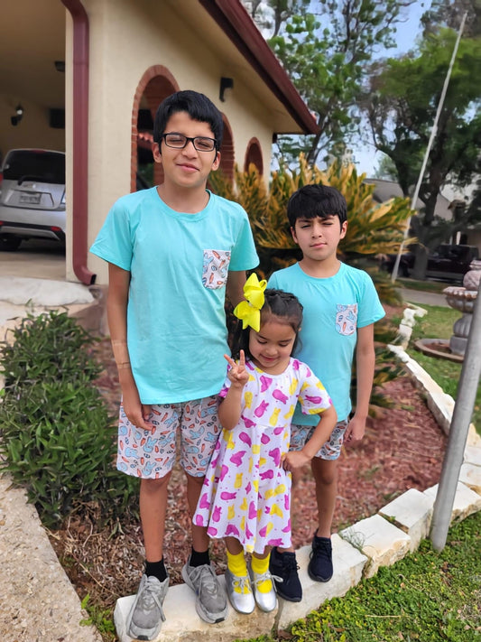 Blue Bunnies Pocket Shirt & Short Set