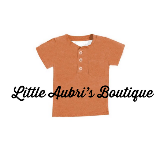 Orange Pocket Henley