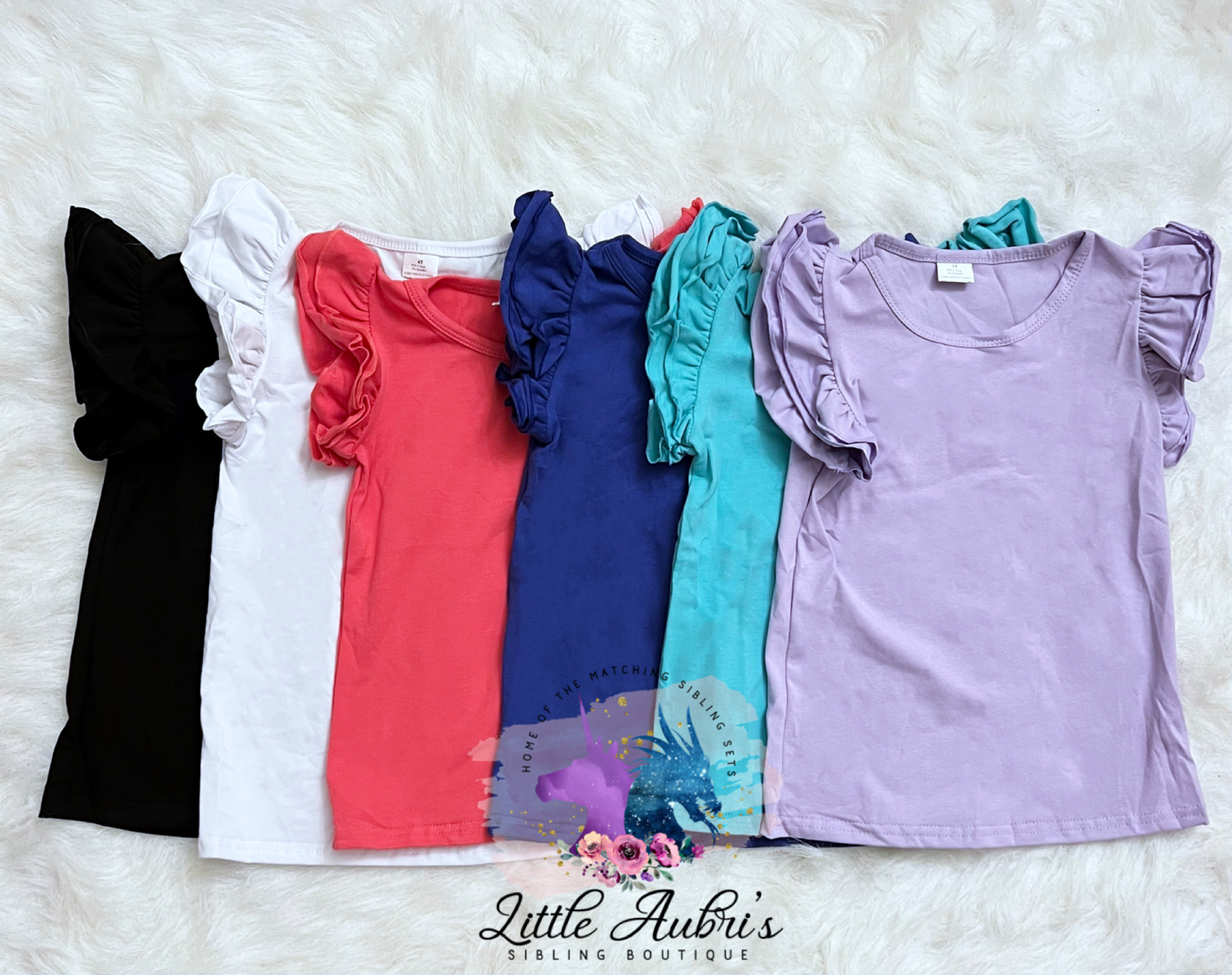 Solid Flutter Sleeve Top 4T-12/14 (6 color options)