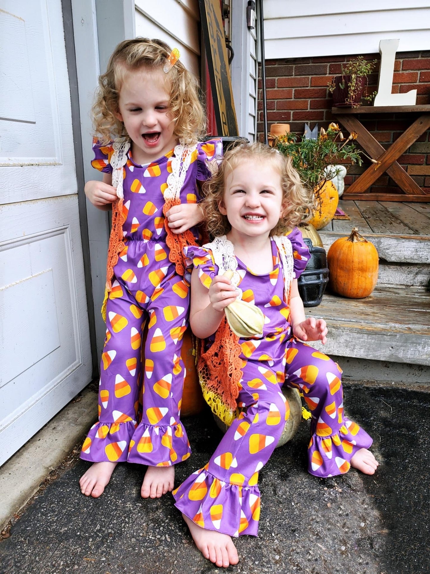 Purple Candy Corn Flutter Jumpsuit
