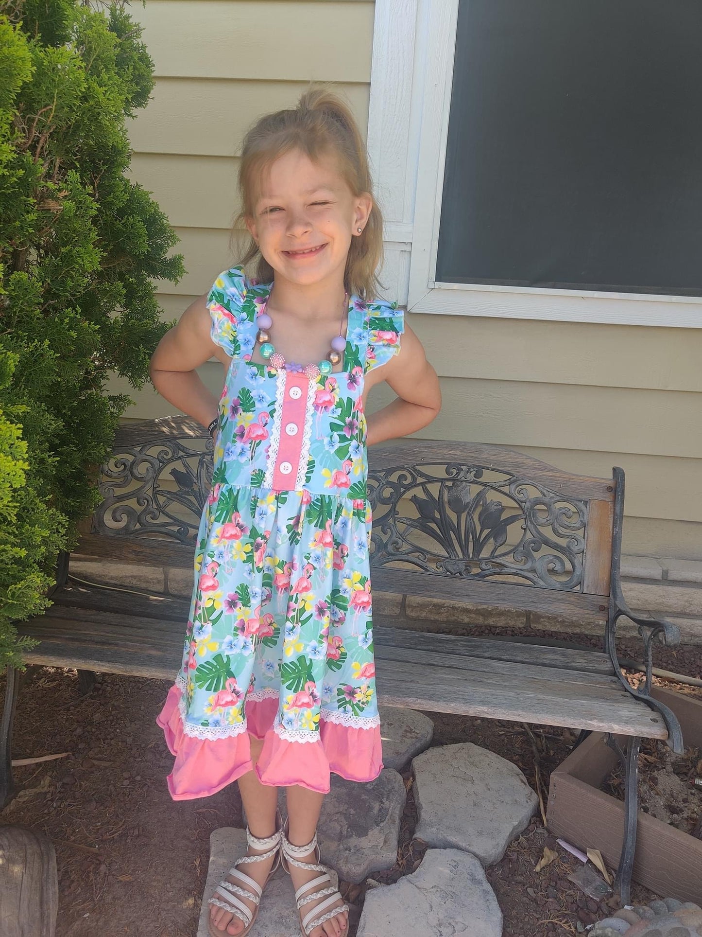 Flamingo Luau Lace Dress