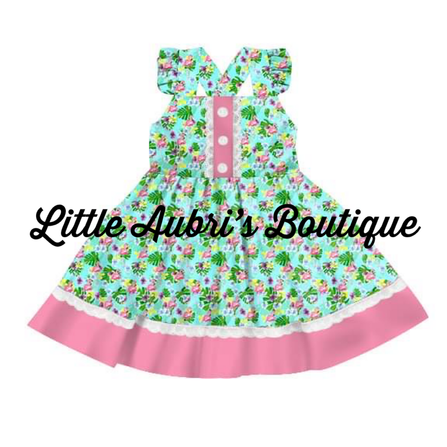 Flamingo Luau Lace Dress