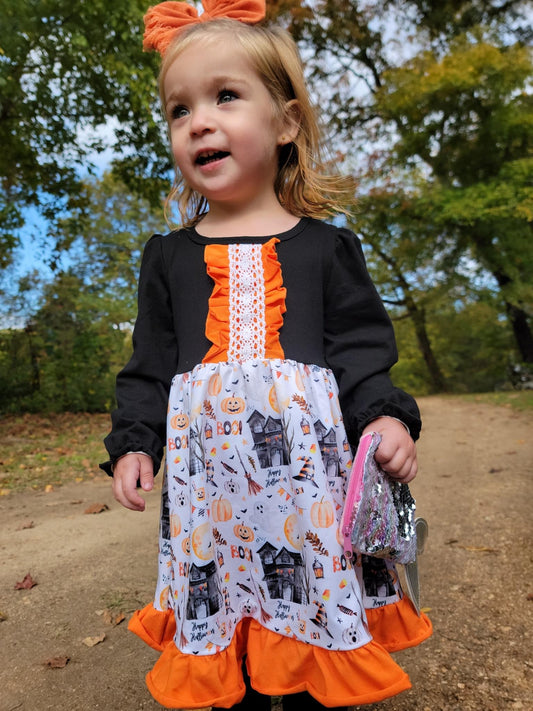 Haunted House Long Sleeve Lace Dress