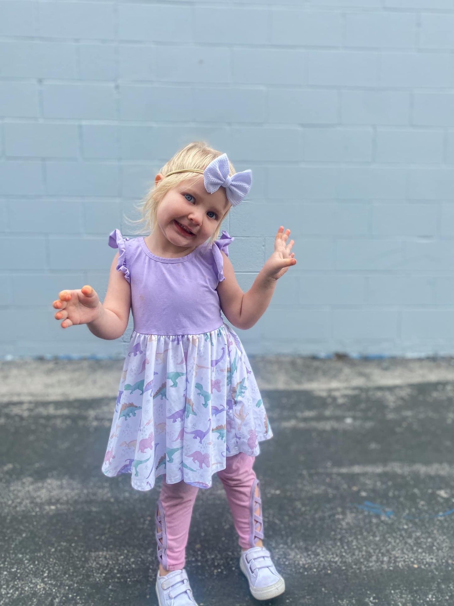 Purple Neutral Dinos Cross Back Dress