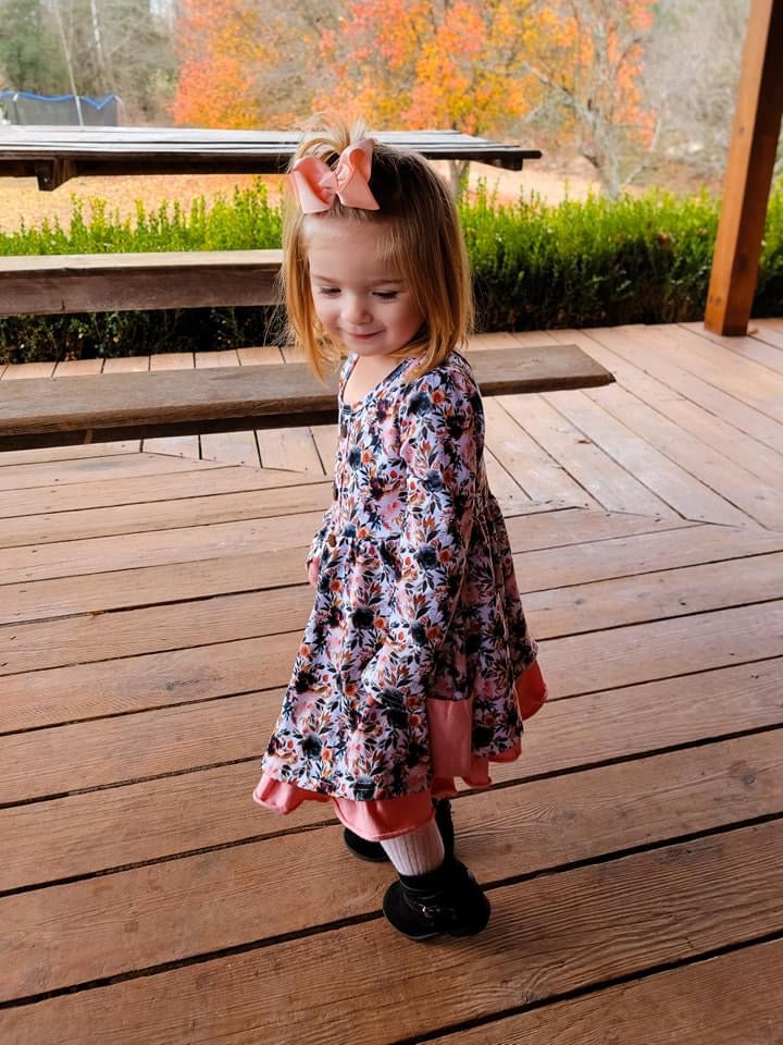 Fall Floral Long Sleeve Button Dress
