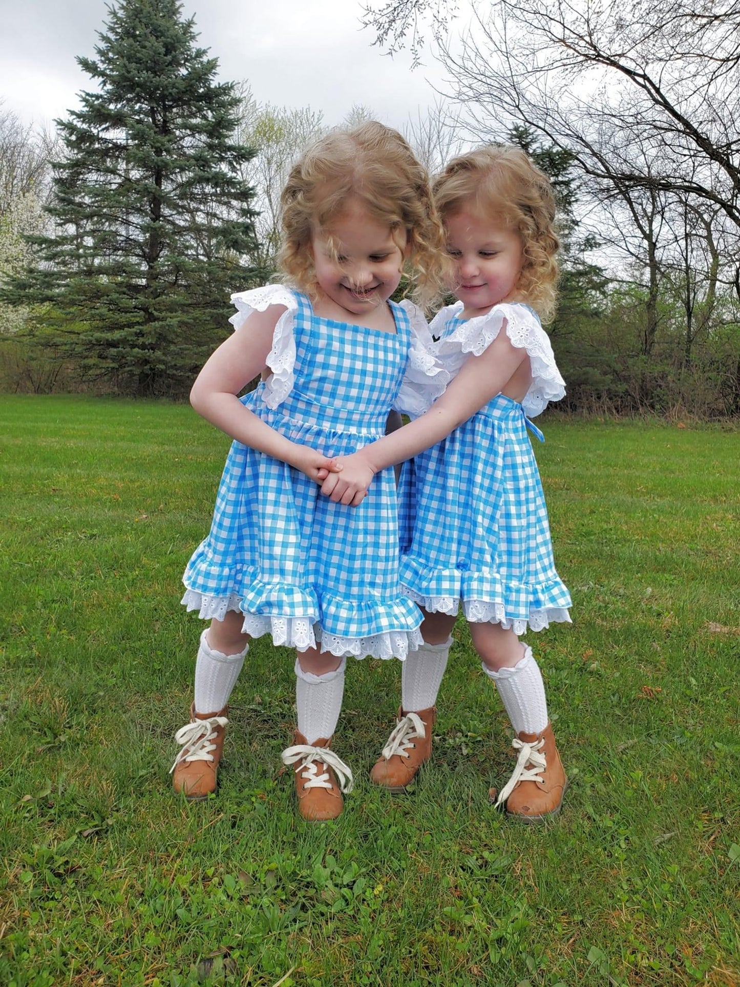 Blue Gingham Lace Dress