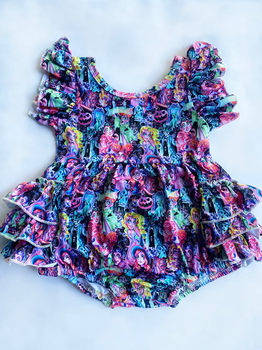Sanderson Sisters Triple Ruffle Bum Romper