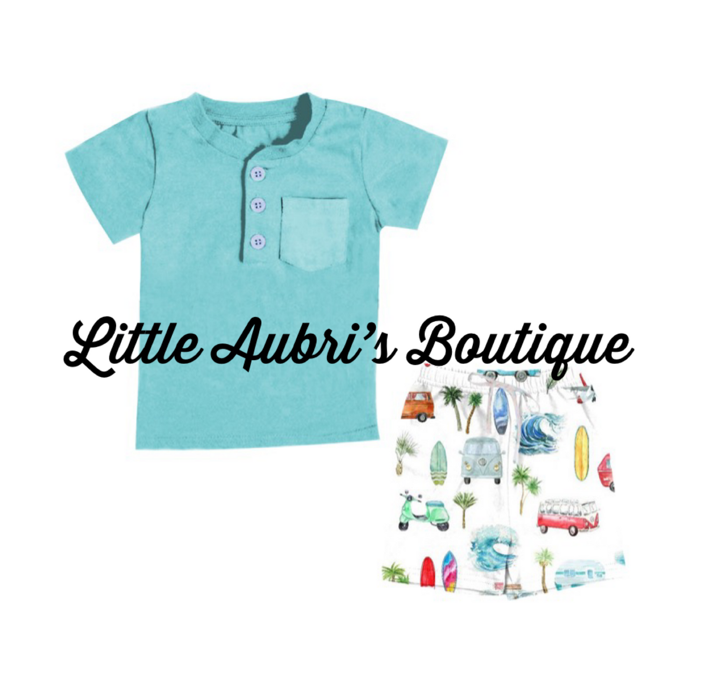Beach Bum Henley & Short Set