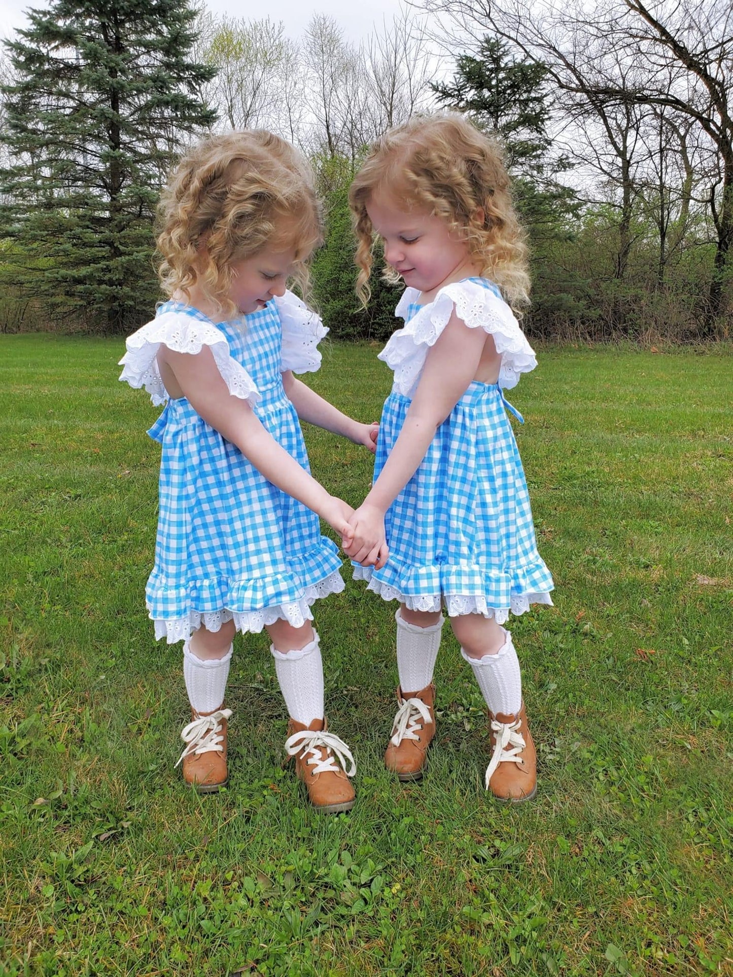 Blue Gingham Lace Dress