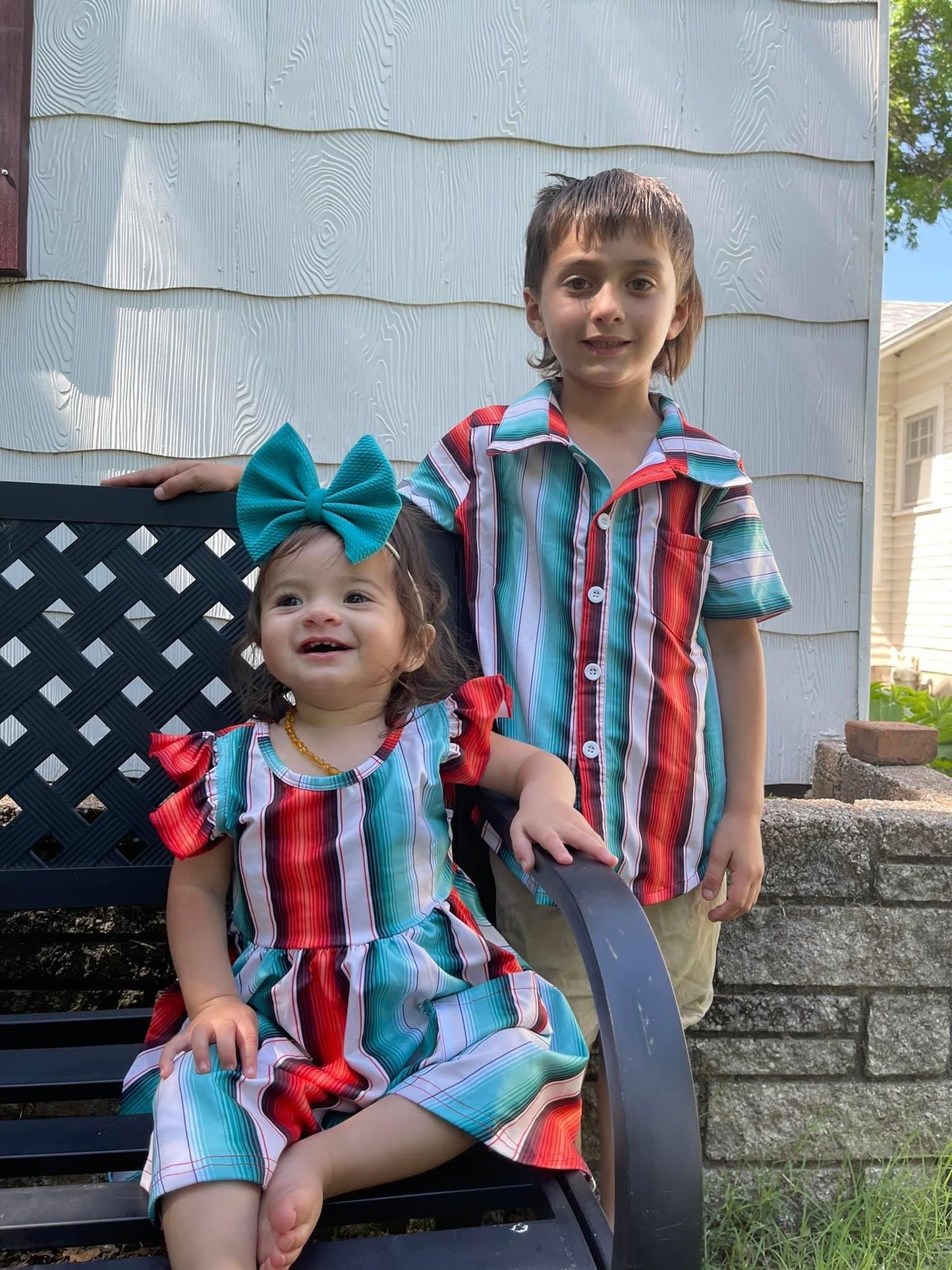 Blue Serape Pocket Twirl Dress