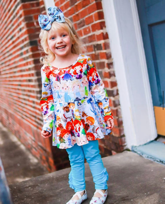 Frozen Long Sleeve Scoop Back Peplum Tunic