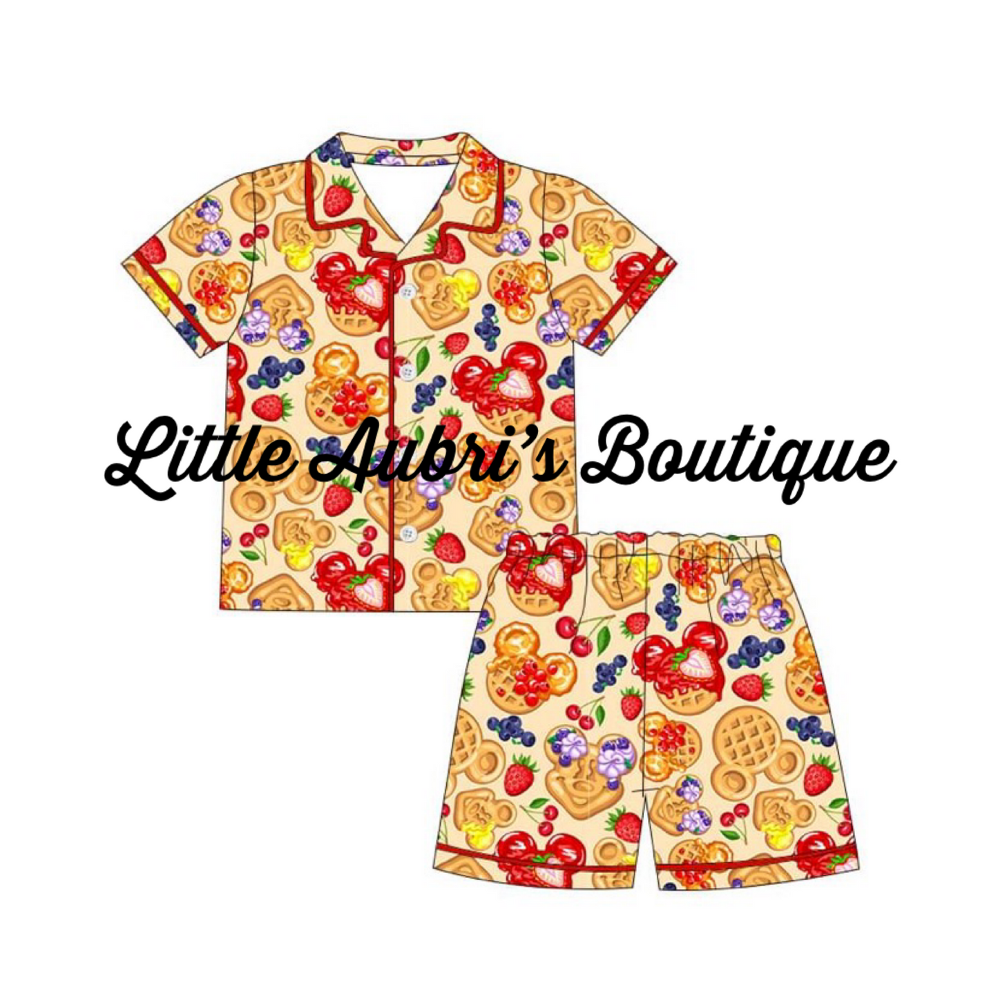 Mouse Waffles Pajama Shorts Set