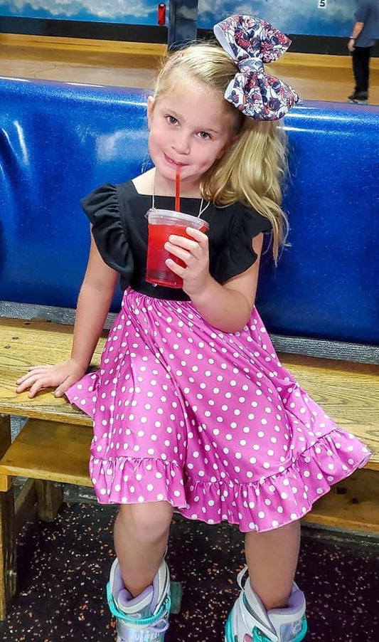 Pink Mouse Polka Dot Pinafore Dress