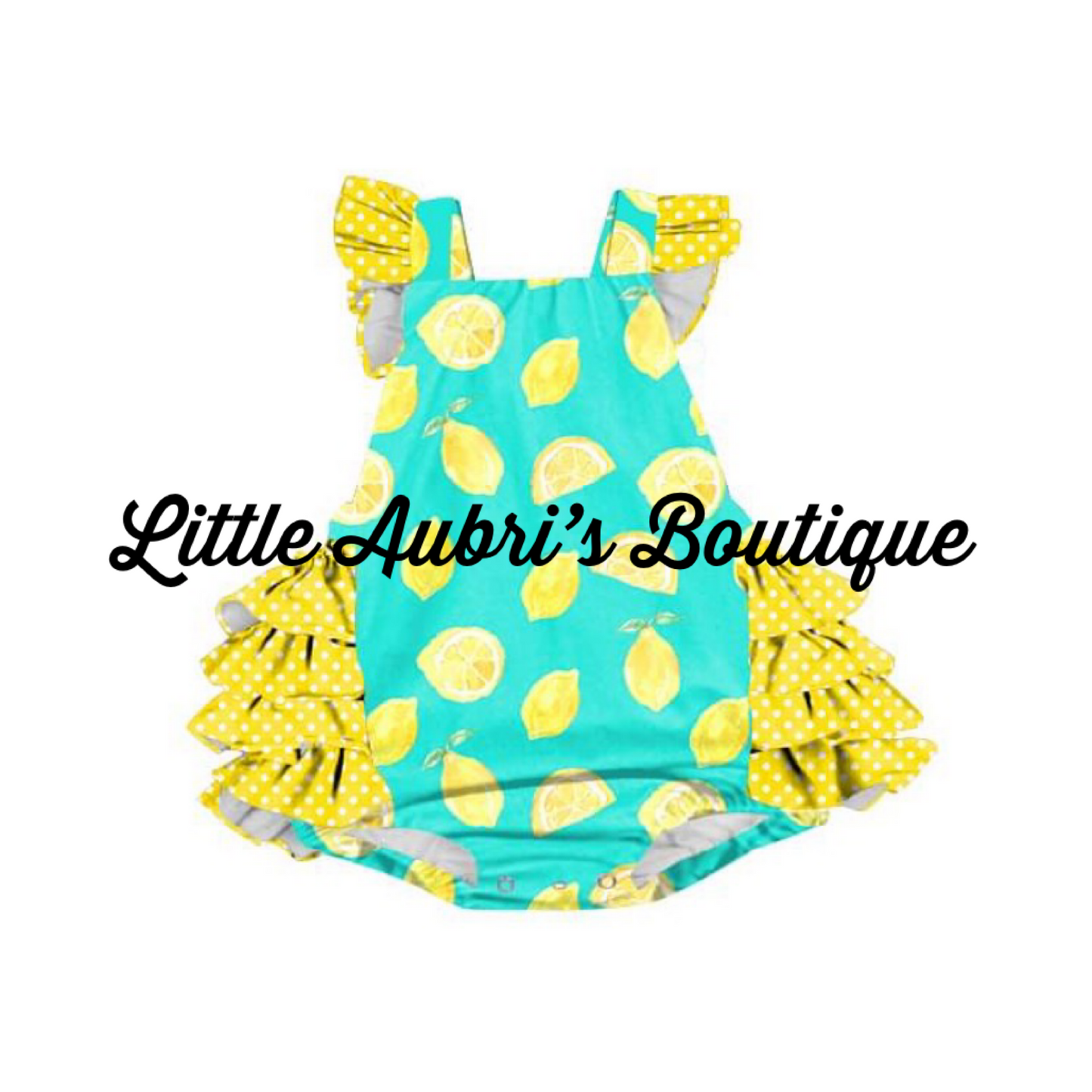 Polka Dot Lemon Ruffle Romper