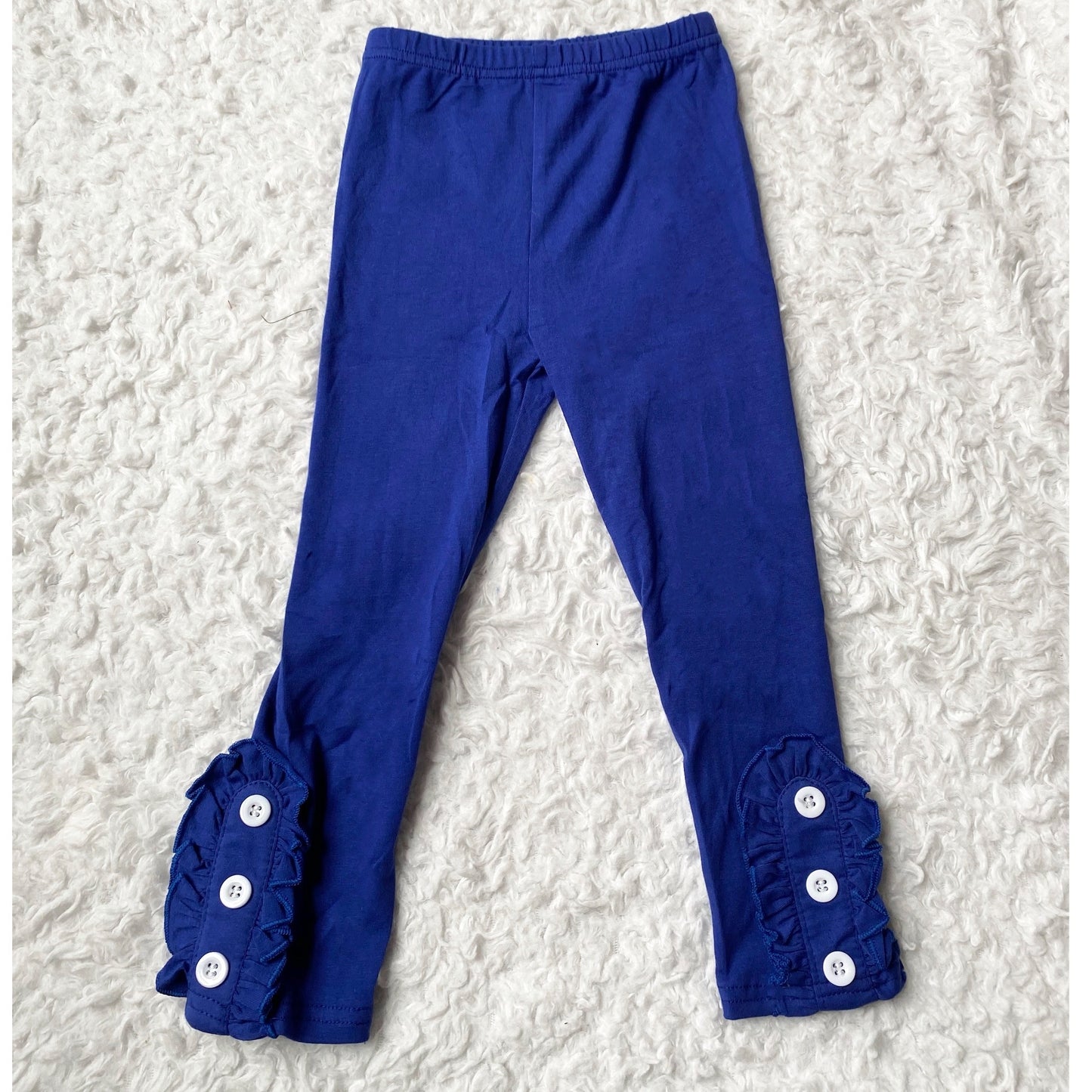 Royal Blue Button Ruffle Leggings