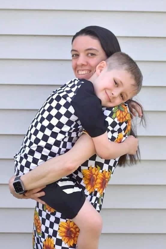 Mommy Sunflower Checker T Shirt Dress