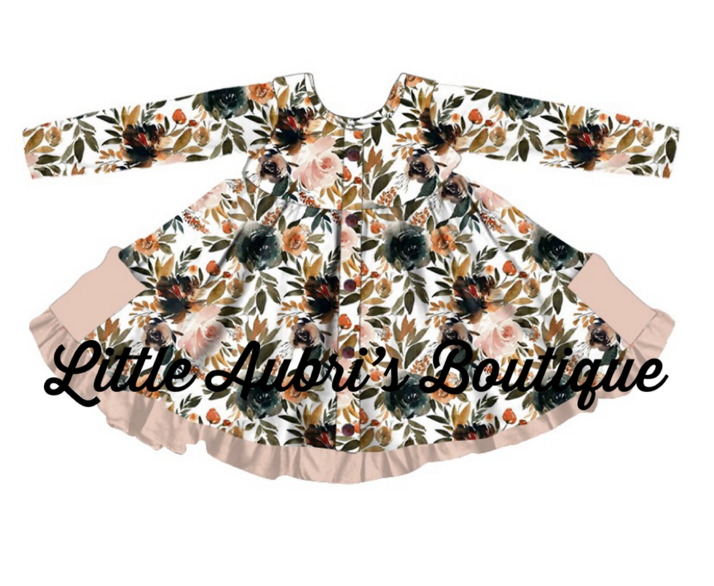 Fall Floral Long Sleeve Button Dress