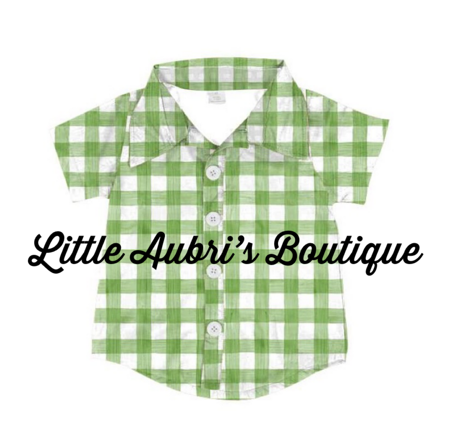 Light Green Plaid Button Down Shirt