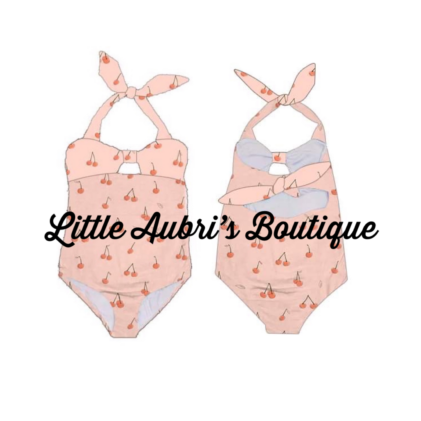 Retro Cherry Tie Front One Piece Swimsuit