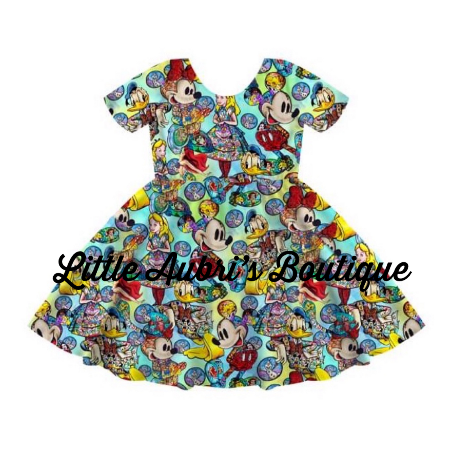 Adult Magic Kingdom Painted Glass Hidden Pocket Twirl Dress