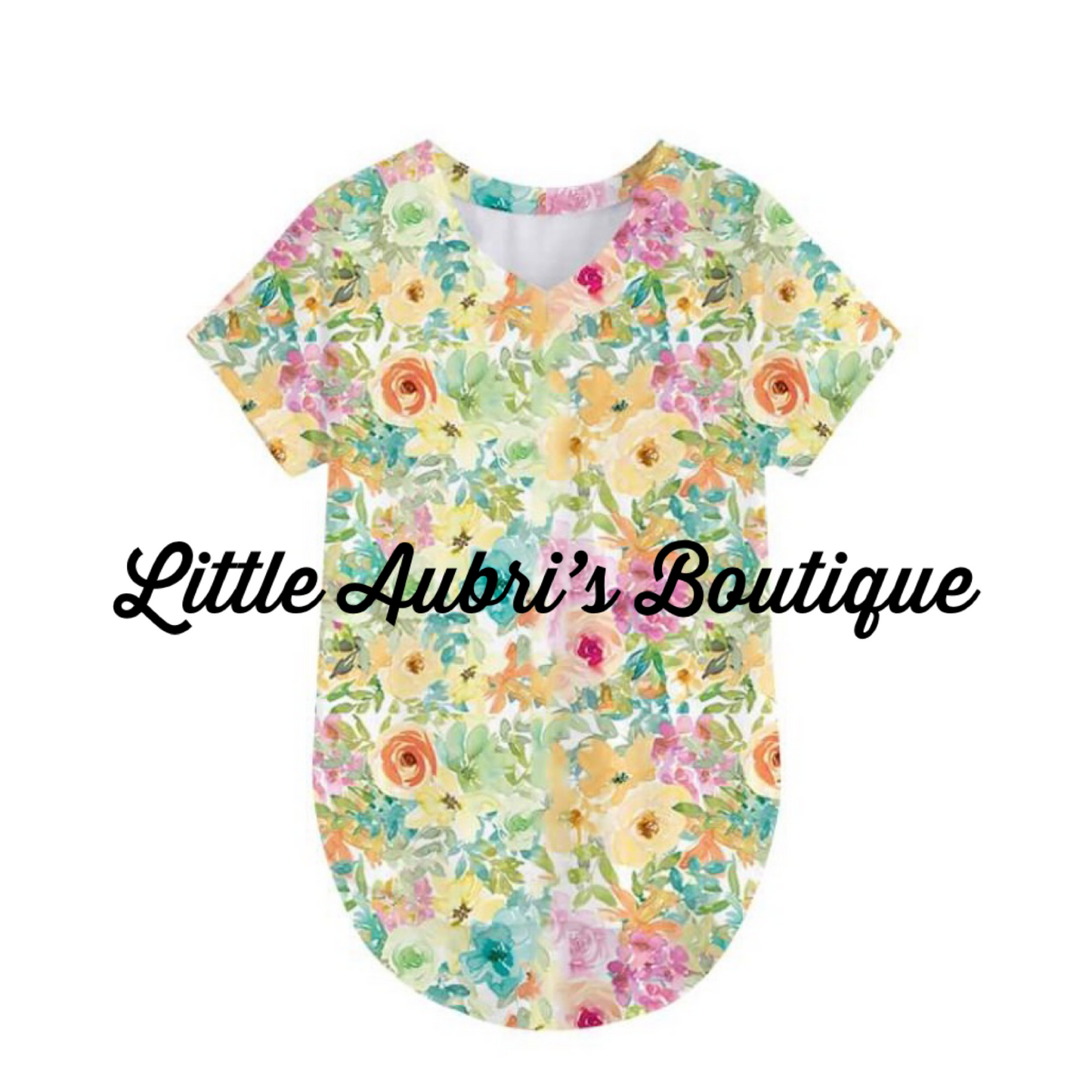 Adult Botanical Fields V Neck Tee