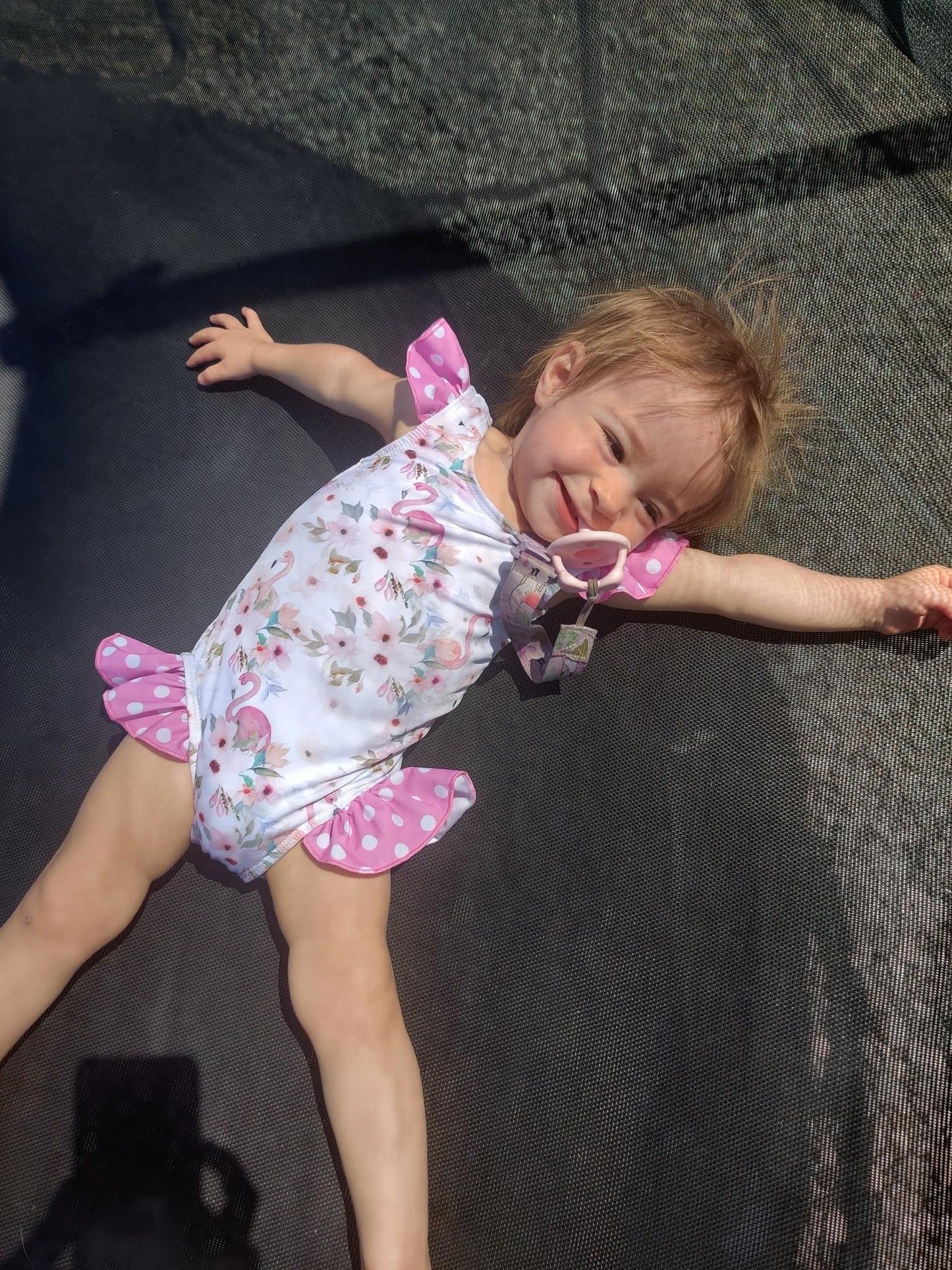 Floral Flamingos Print 1 Piece Swimsuit Set