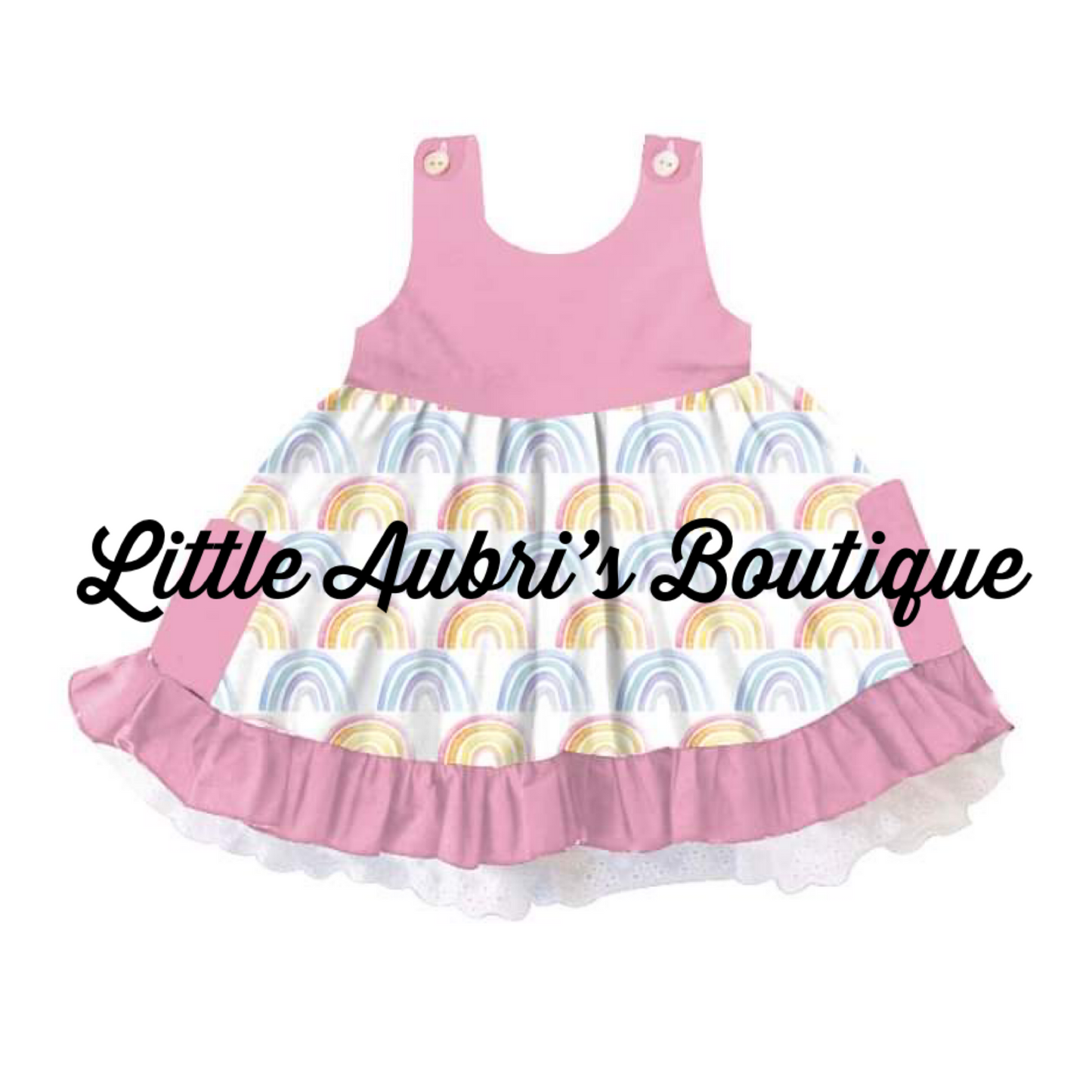 Pastel Rainbows Button Dress