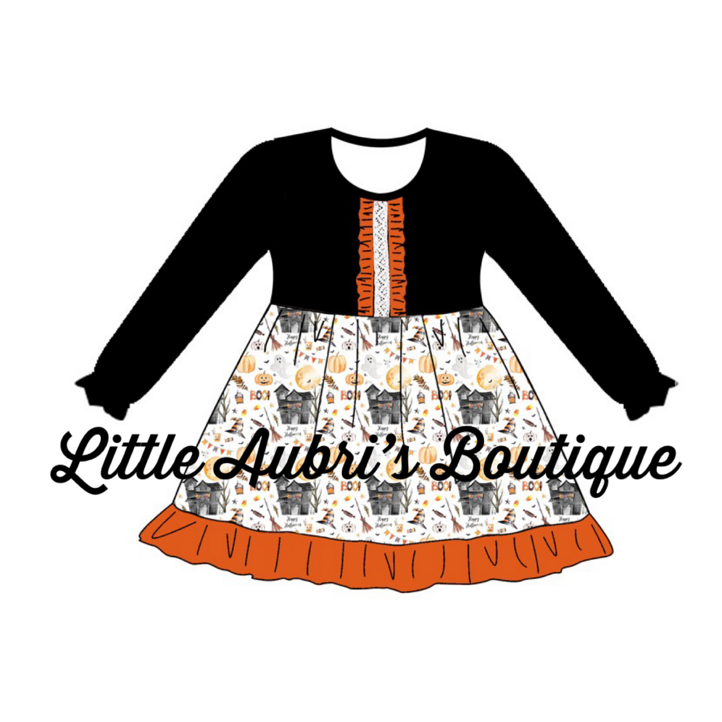 Haunted House Long Sleeve Lace Dress