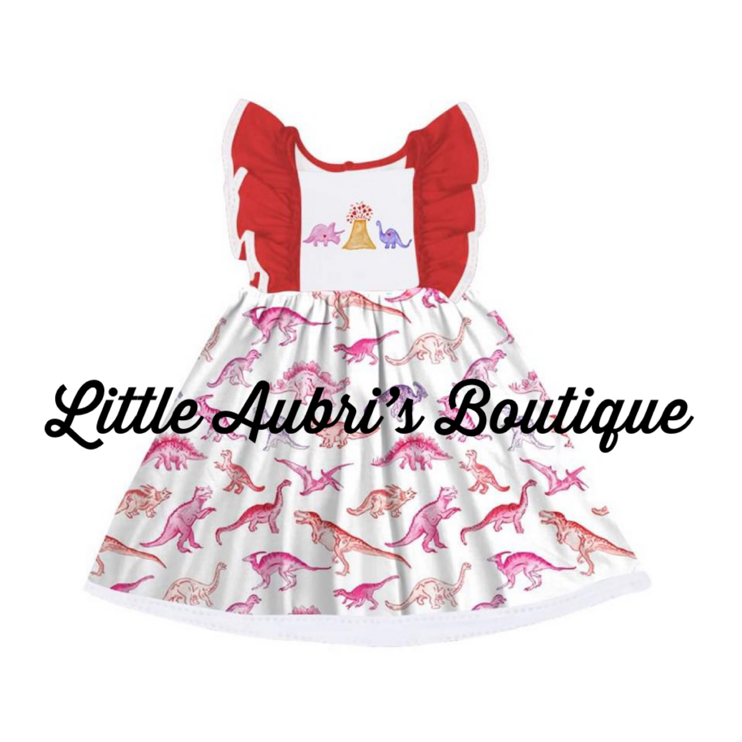 Dino Love Lace Ruffle Dress