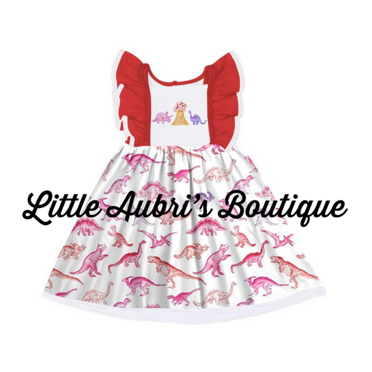 Dino Love Lace Ruffle Dress