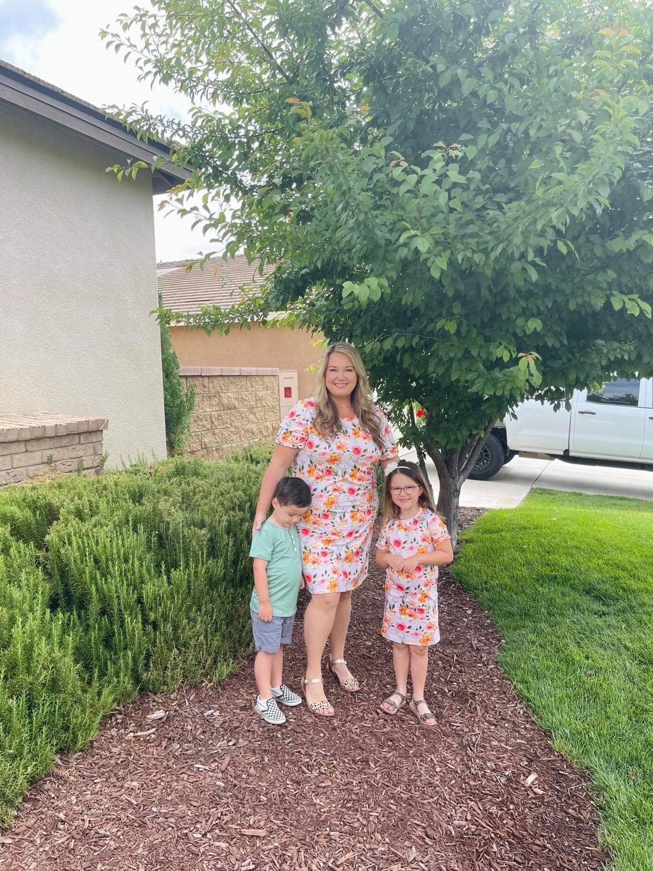 Mommy Orange Pink Floral T Shirt Dress