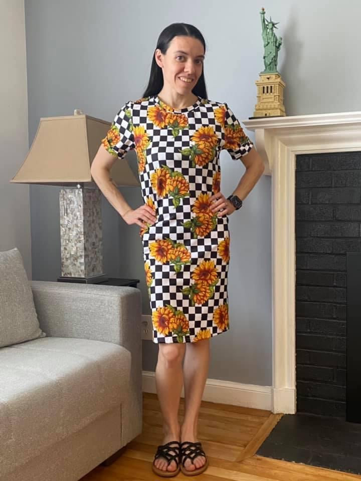 Mommy Sunflower Checker T Shirt Dress