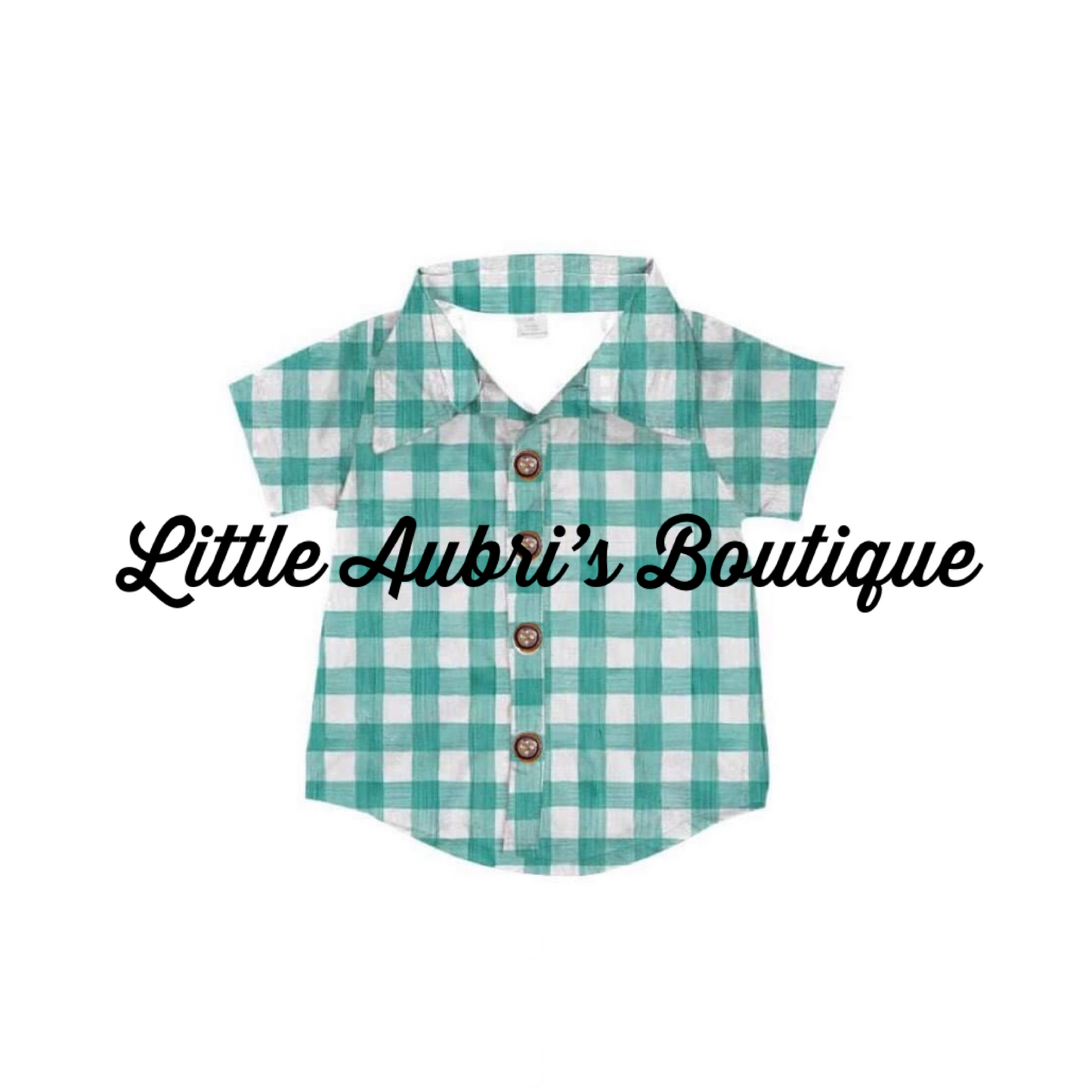 Sea Green Gingham Button Down